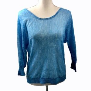 Margaret O’Leary Blue Linen Blend Knit Blouse XS